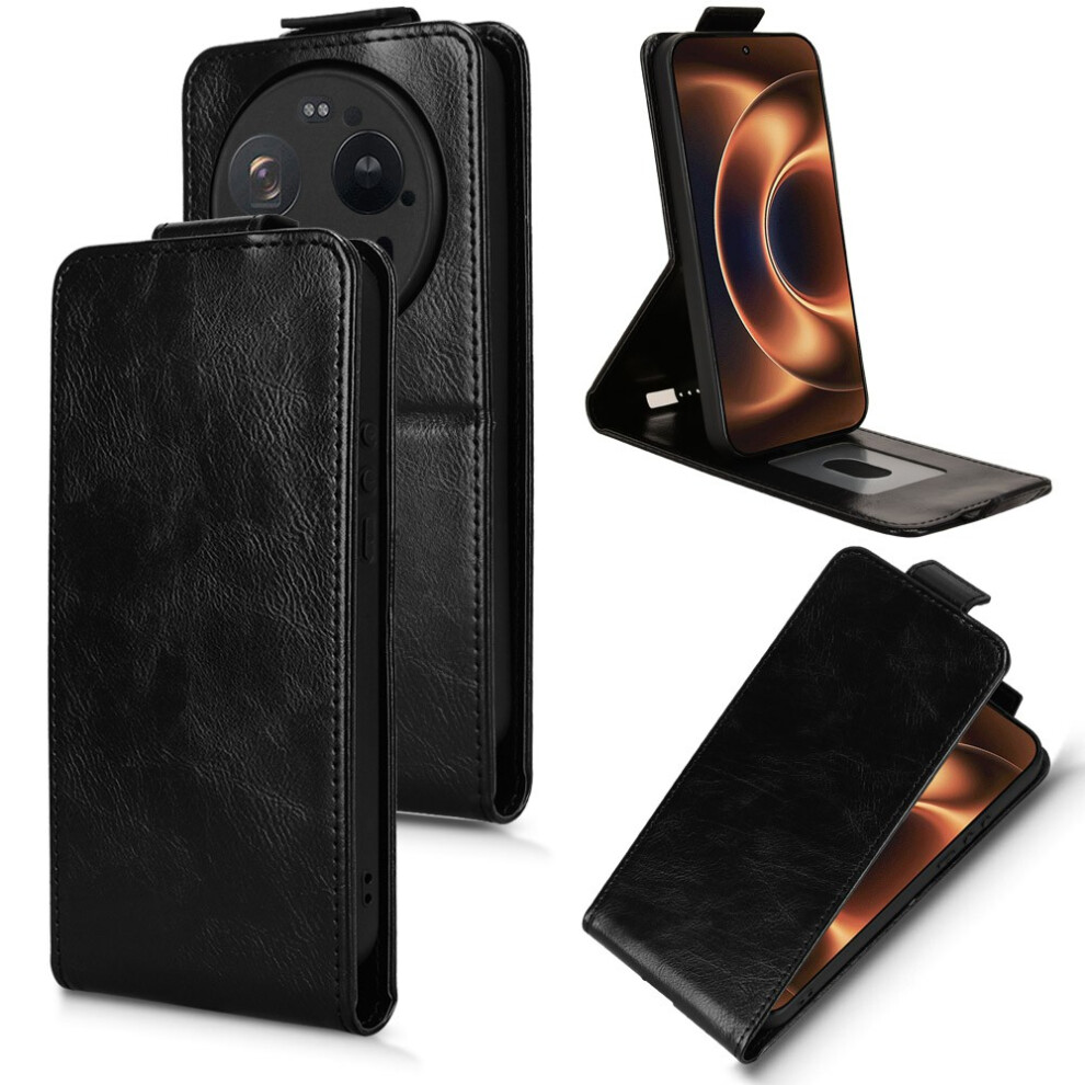 (Black) For Xiaomi 17 Ultra 5G Stand Case Magnetic Clasp Vertical Flip Leather Phone Cover With Card Holder Black 6914294996854