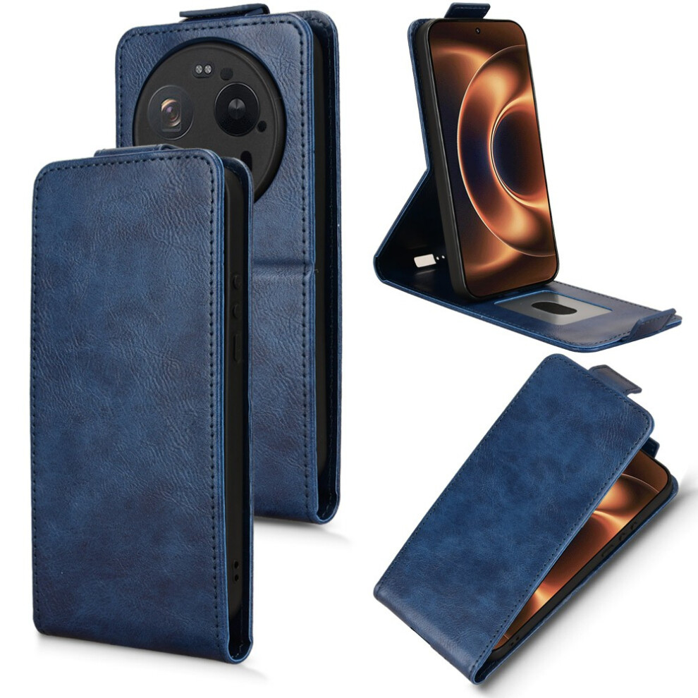 (Dark ) For Xiaomi 17 Ultra 5G Stand Case Magnetic Clasp Vertical Flip Leather Phone Cover With Card Holder Blue 6914297648774