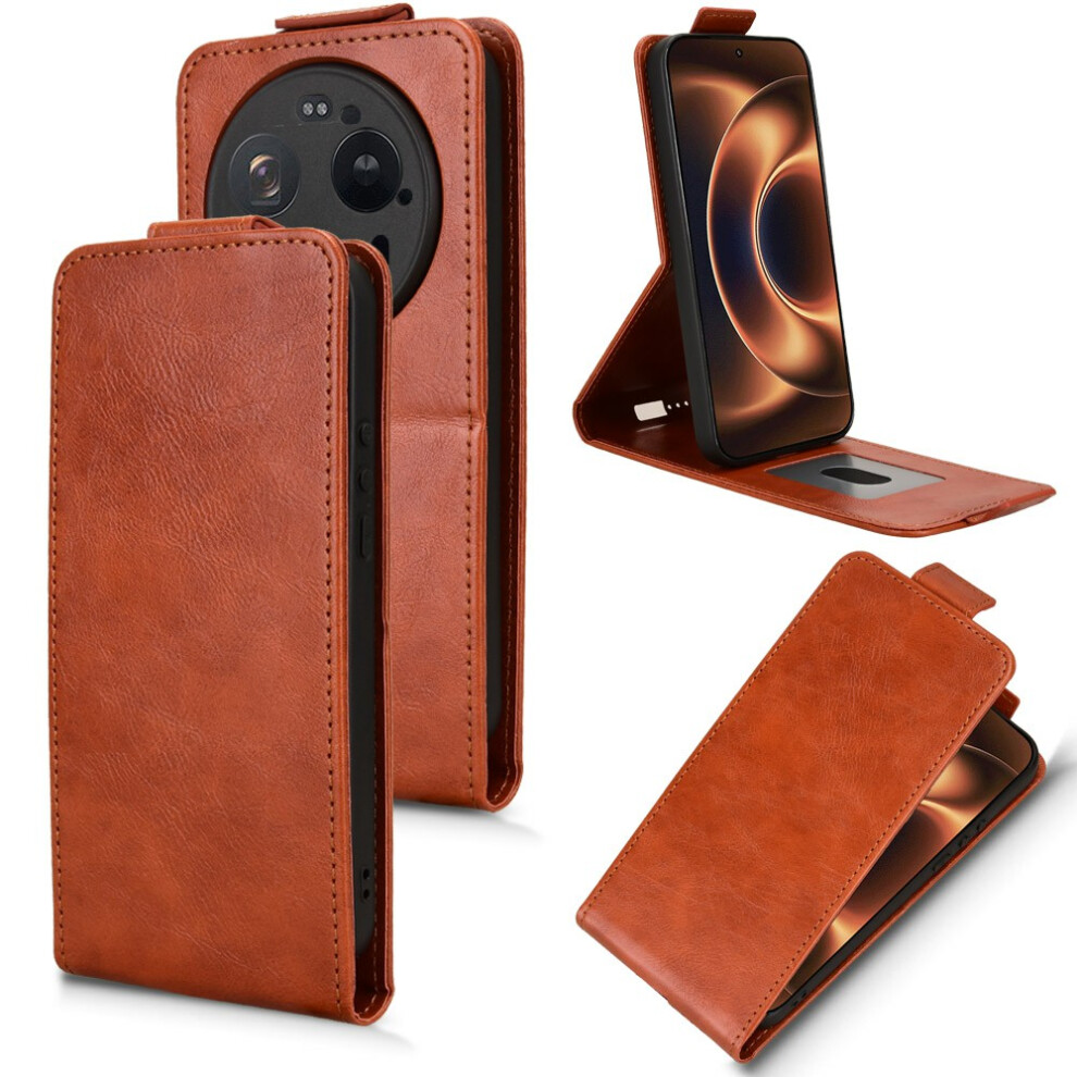 (Orange) For Xiaomi 17 Ultra 5G Stand Case Magnetic Clasp Vertical Flip Leather Phone Cover With Card Holder Orange 6914293825070