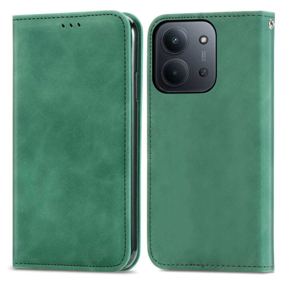(Green) Leather Case For Xiaomi Poco C85 4G (173Mm) / Redmi 15C 4G (Eu) (173Mm) / 15C 5G (Eu) (173Mm) With Card Holder Magne Green 6914297451770