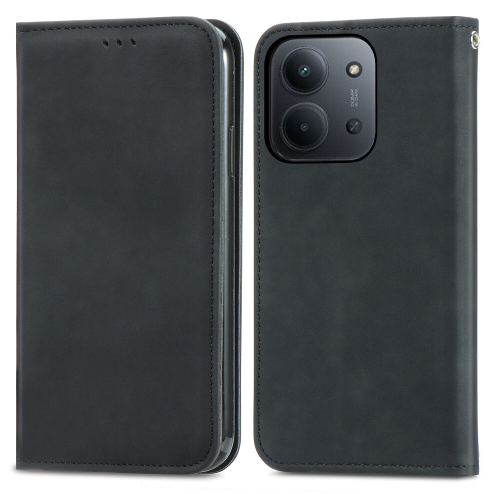 (Black) Leather Case For Xiaomi Poco C85 4G (173Mm) / Redmi 15C 4G (Eu) (173Mm) / 15C 5G (Eu) (173Mm) With Card Holder Magne Black 6914295544177