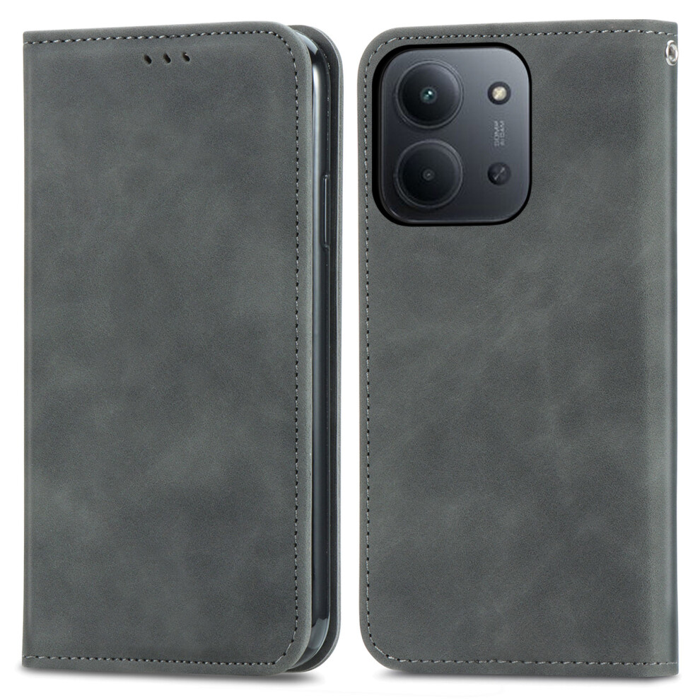 (Grey) Leather Case For Xiaomi Poco C85 4G (173Mm) / Redmi 15C 4G (Eu) (173Mm) / 15C 5G (Eu) (173Mm) With Card Holder Magne Grey 6914292741456