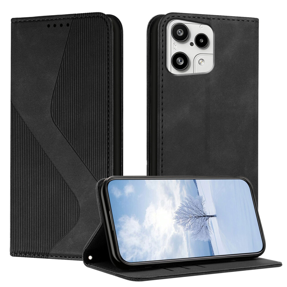 (Black) For Nothing Phone (3A) Lite 5G Phone Cover Skin-Touch Feel Leather Wallet Case With Stand Black 6914295706933