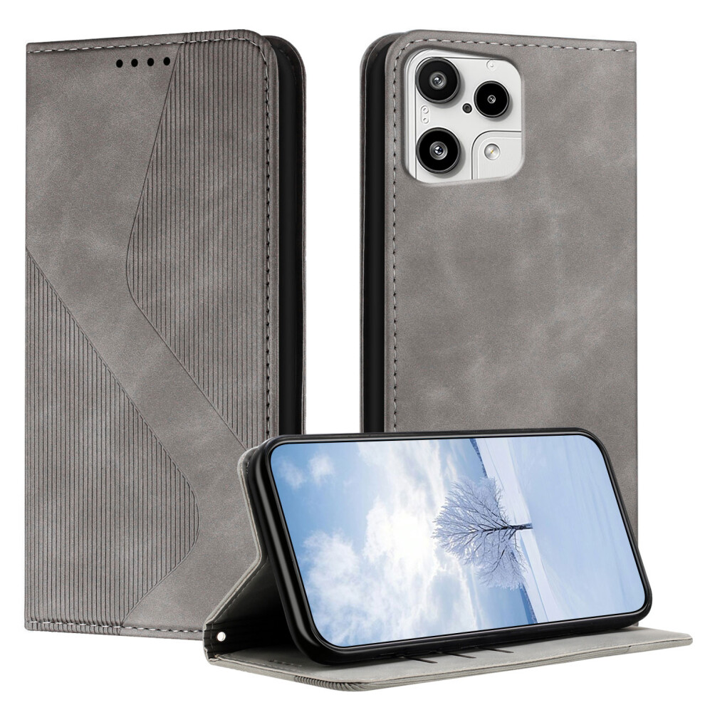 (Grey) For Nothing Phone (3A) Lite 5G Phone Cover Skin-Touch Feel Leather Wallet Case With Stand Grey 6914294760608