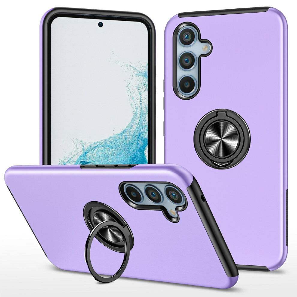 (Purple) For Samsung Galaxy A17 4G / A17 5G Case Pc + Tpu Phone Cover With Rotatable Ring Holder Purple 6914291627966