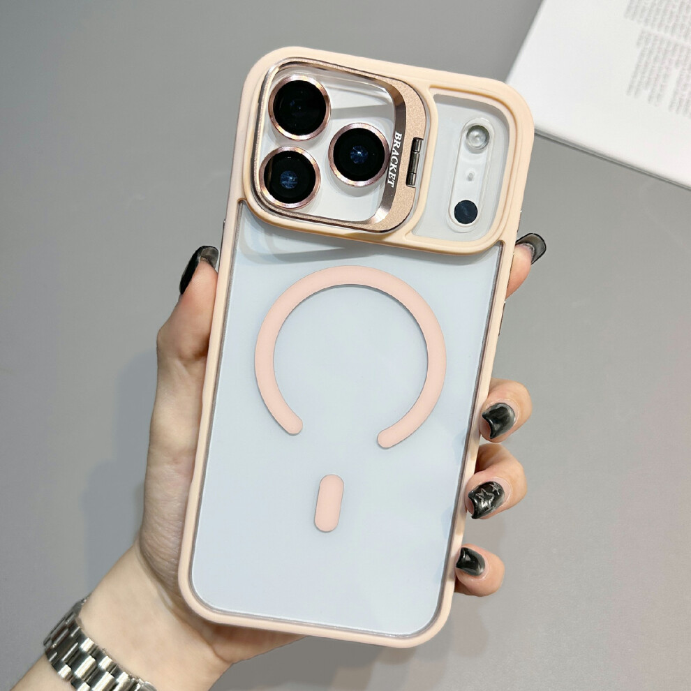 (Light ) For Iphone 17 Pro Case Compatible With Magsafe Tpu Acrylic Phone Cover With Lens Frame Kickstand / Lens Film Pink 6914297679228