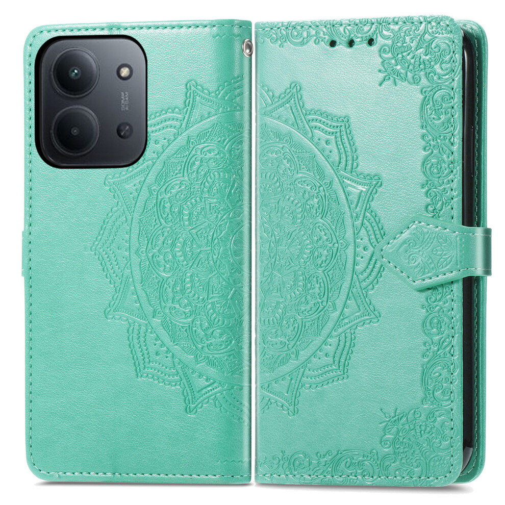 (Green) Wallet Case For Xiaomi Poco C85 4G (173Mm) / Redmi 15C 4G (Eu) (173Mm) / 15C 5G (Eu) (173Mm) Mandala Flower Leather Green 6914290580958