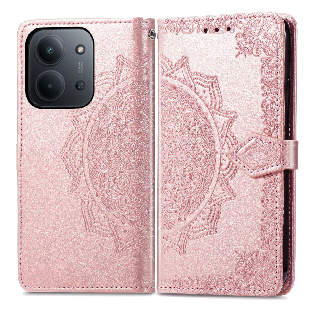(Rose ) Wallet Case For Xiaomi Poco C85 4G (173Mm) / Redmi 15C 4G (Eu) (173Mm) / 15C 5G (Eu) (173Mm) Mandala Flower Leather Gold 6914296992908