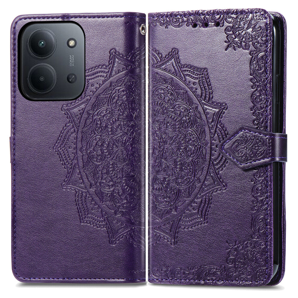 (Purple) Wallet Case For Xiaomi Poco C85 4G (173Mm) / Redmi 15C 4G (Eu) (173Mm) / 15C 5G (Eu) (173Mm) Mandala Flower Leather Purple 6914295249799