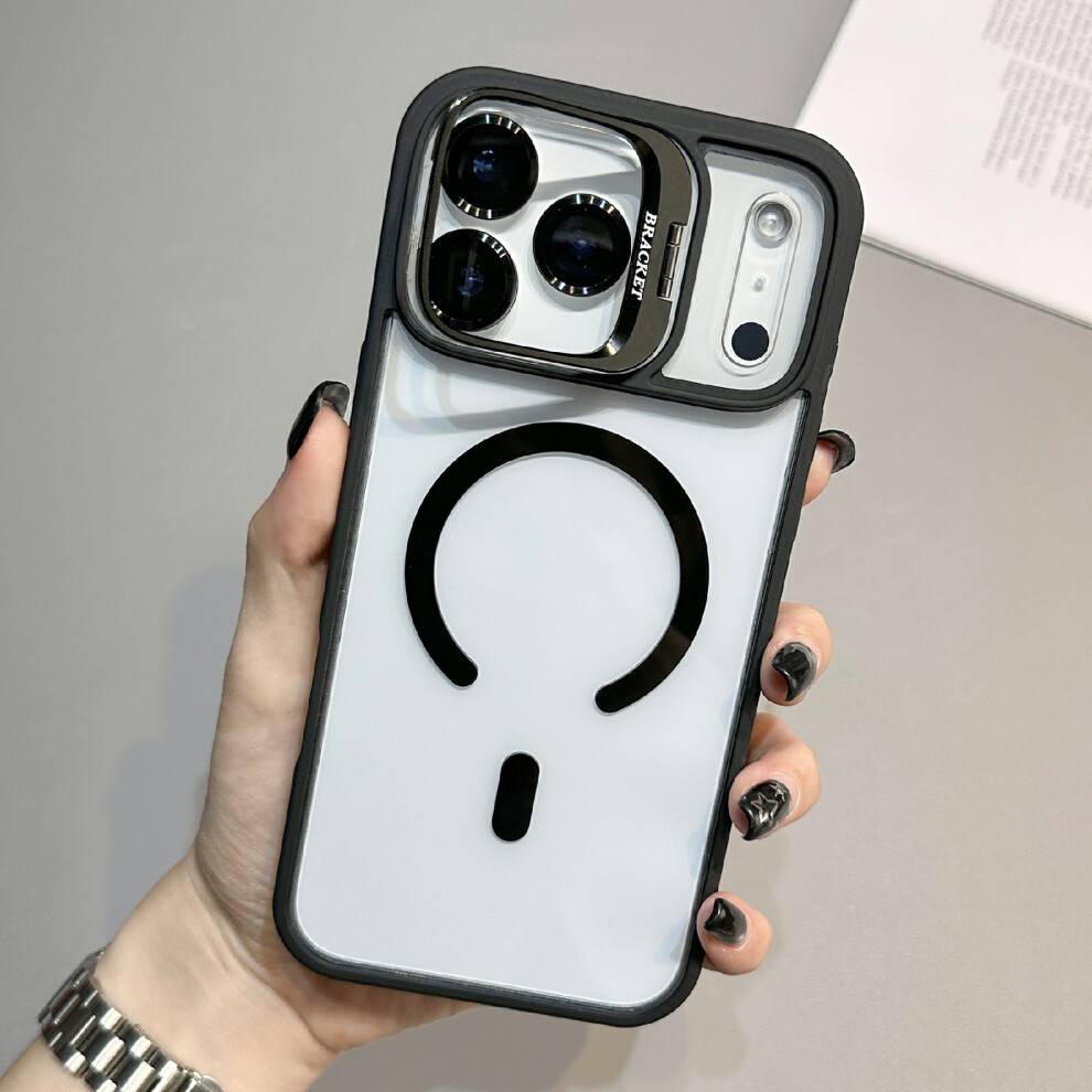 (Black) For Iphone 17 Pro Case Compatible With Magsafe Tpu Acrylic Phone Cover With Lens Frame Kickstand / Lens Film Black 6914293789563