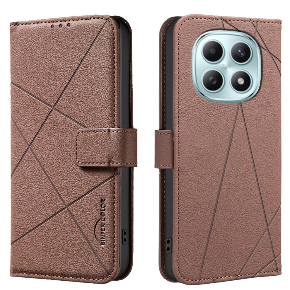 (Brown) For Xiaomi Poco M8 5G / Redmi Note 15 5G (Global) / 15 4G (Global) Case Bf35 Geometry Imprinted Leather Phone Cover Rfi Brown 6914290755684