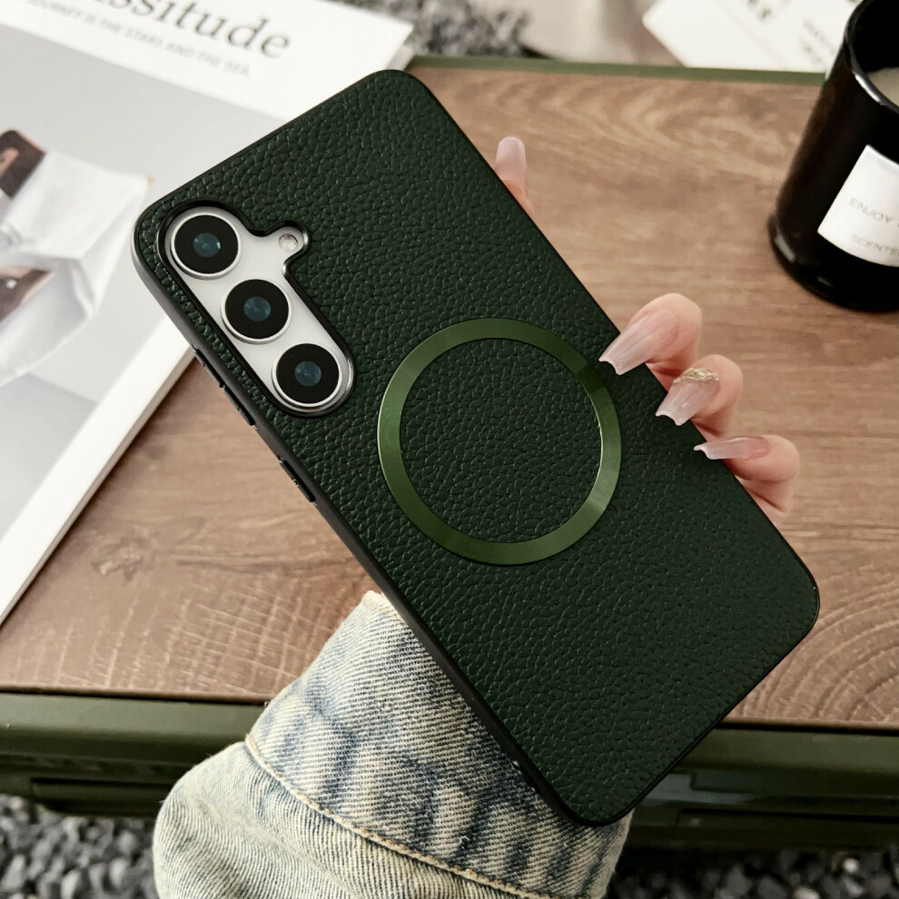(Green) For Samsung Galaxy A37 5G Magnetic Case Litchi Texture Pu Leather + Tpu Phone Back Cover Green 6914290761487