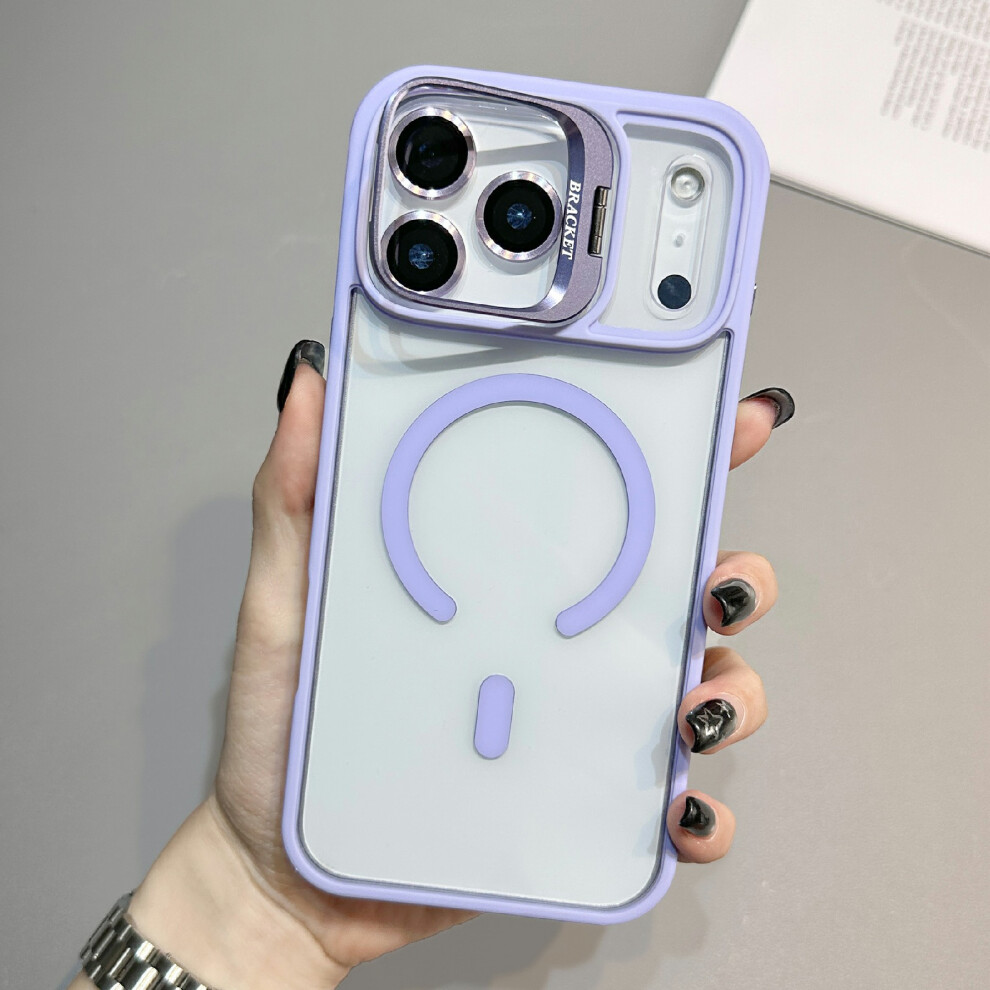 (Light ) For Iphone 17 Pro Case Compatible With Magsafe Tpu Acrylic Phone Cover With Lens Frame Kickstand / Lens Film Purple 6914291639693
