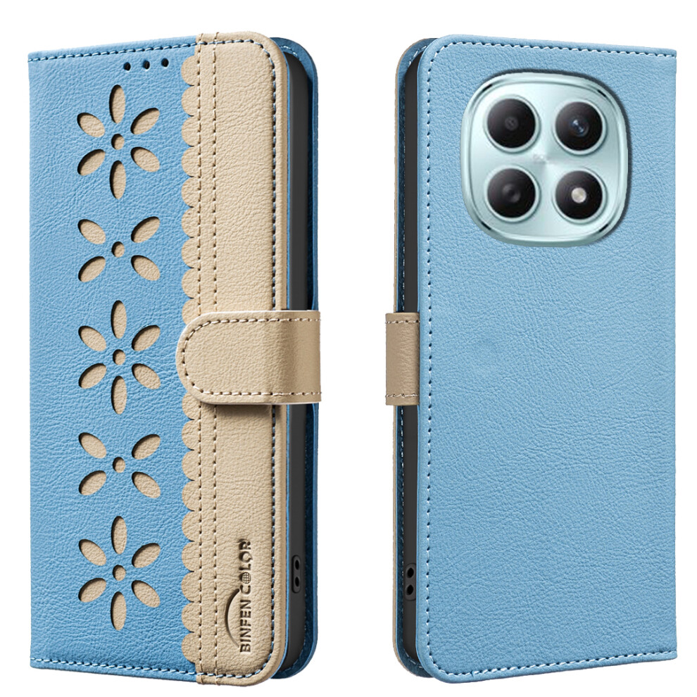 (Baby ) For Xiaomi Poco M8 5G / Redmi Note 15 5G (Global) / 15 4G (Global) Leather Case Bf36 Floral Pattern Phone Cover Rfid Bl Blue 6914295564441