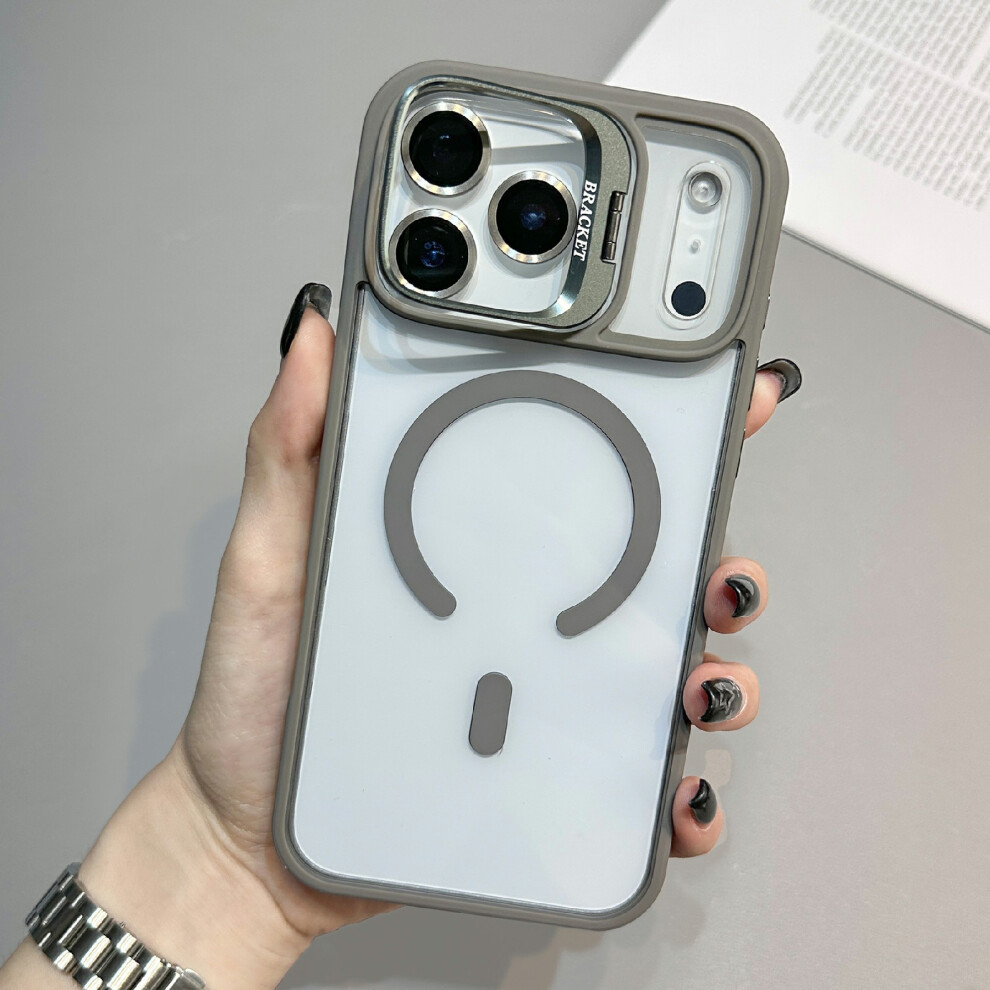 (Titanium ) For Iphone 17 Pro Case Compatible With Magsafe Tpu Acrylic Phone Cover With Lens Frame Kickstand / Lens Film Grey 6914292917516