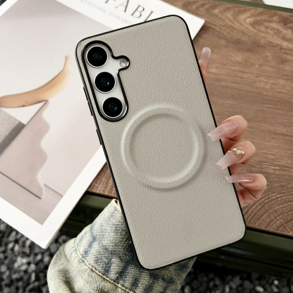 (White) For Samsung Galaxy A17 4G / A17 5G Magnetic Case Pu Leather + Tpu Phone Back Cover White 6914295252744