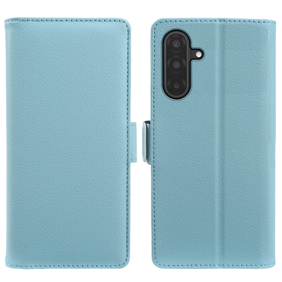 (Blue) For Samsung Galaxy A17 5G / A17 4G Wallet Case With Dual Magnetic Clasp Litchi Textured Leather Flip Stand Phone Cover Blue 6914298364024