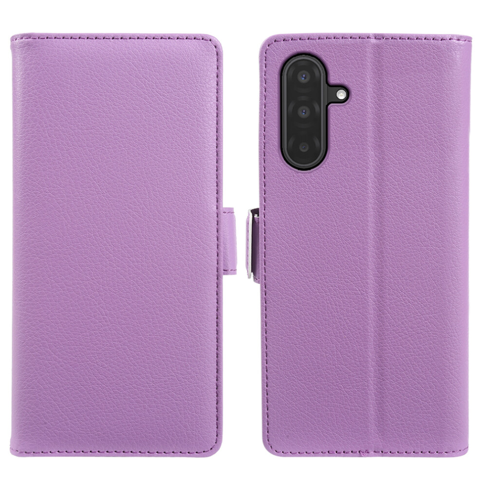 (Purple) For Samsung Galaxy A17 5G / A17 4G Wallet Case With Dual Magnetic Clasp Litchi Textured Leather Flip Stand Phone Cover Purple 6914298755846
