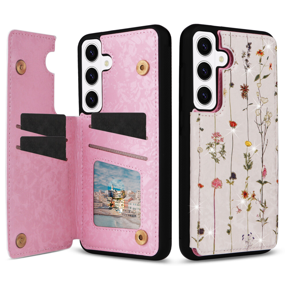 (Dried Flower) For Samsung Galaxy S26 Case Flower Leather Tpu Rfid Blocking Phone Cover Card Slots 6914296557954