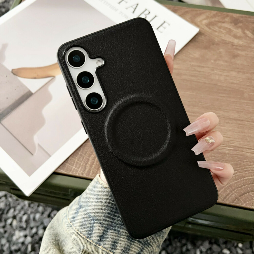 (Black) For Samsung Galaxy A17 4G / A17 5G Magnetic Case Pu Leather + Tpu Phone Back Cover Black 6914290219452