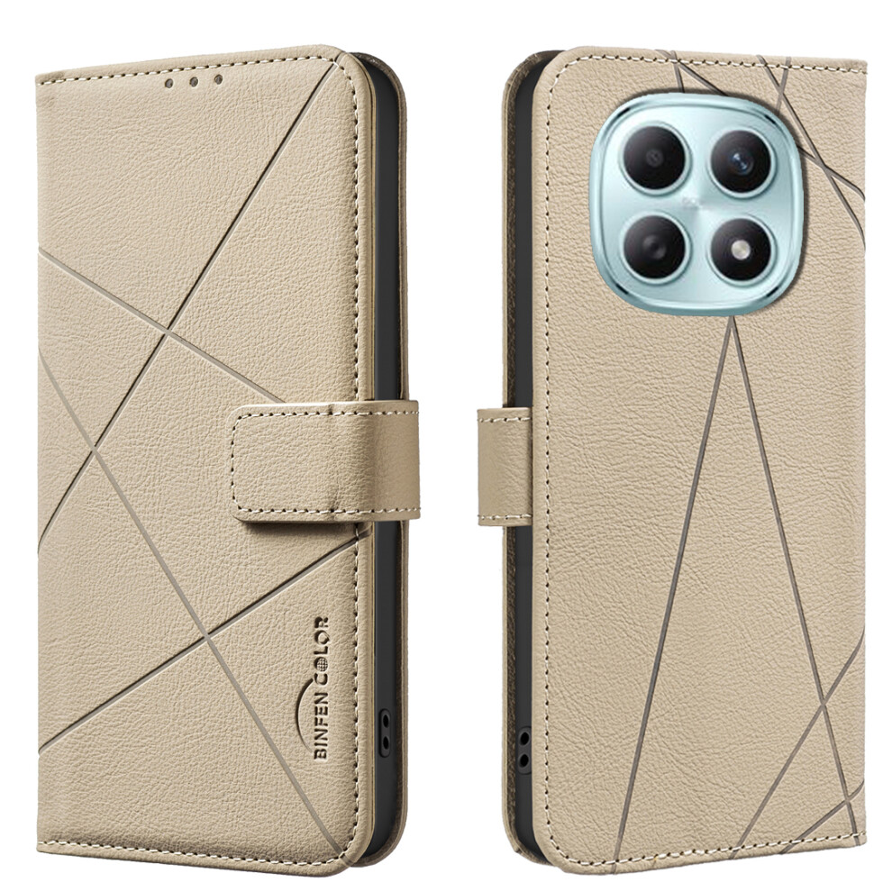 (Beige) For Xiaomi Poco M8 5G / Redmi Note 15 5G (Global) / 15 4G (Global) Case Bf35 Geometry Imprinted Leather Phone Cover Rfi Cream 6914295395908