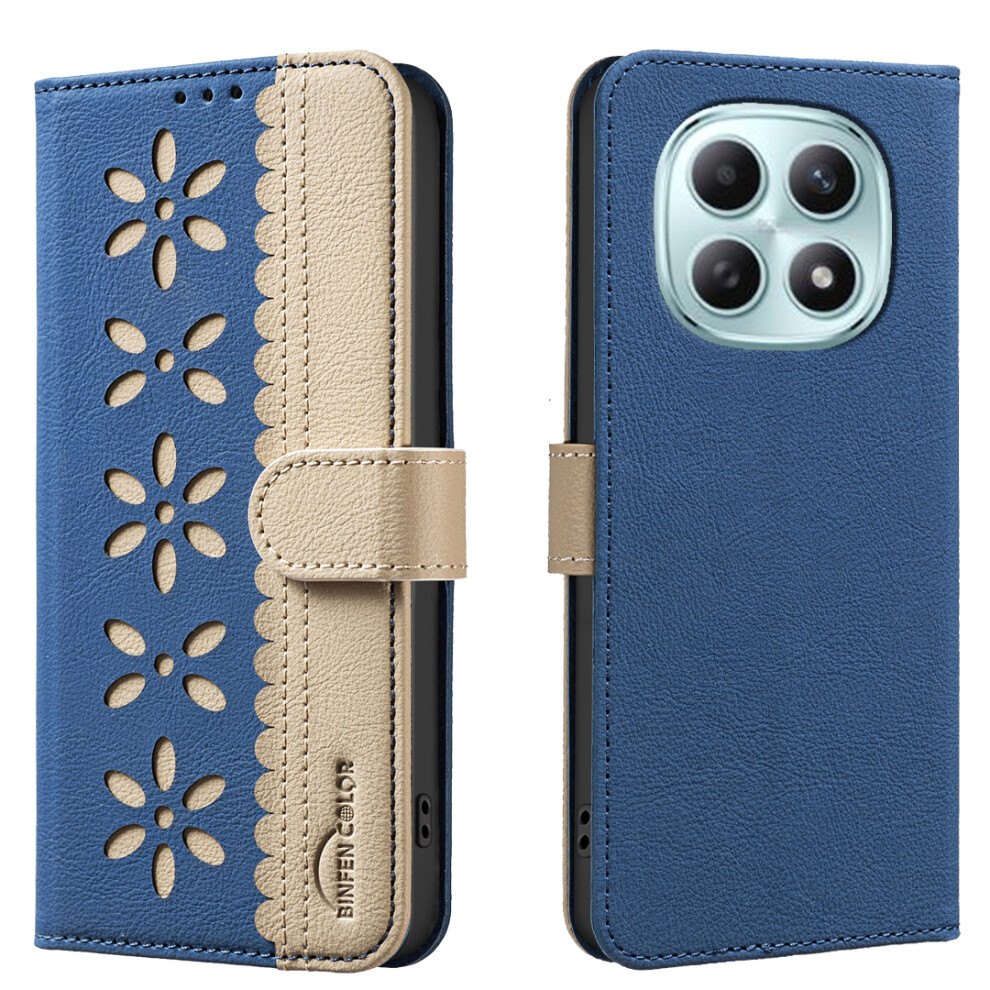 (Dark ) For Xiaomi Poco M8 5G / Redmi Note 15 5G (Global) / 15 4G (Global) Leather Case Bf36 Floral Pattern Phone Cover Rfid Bl Blue 6914294186873