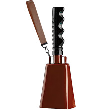 9 Inch Steel Cowbell with-Reddish Brown. With Wrist Strap