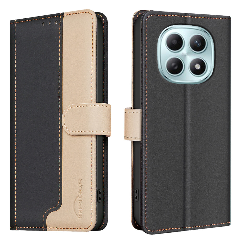 (Black) For Xiaomi Poco M8 5G / Redmi Note 15 5G (Global) / 15 4G (Global) Leather Case Splicing Color Rfid Blocking Wallet Sta Black 6914295390507