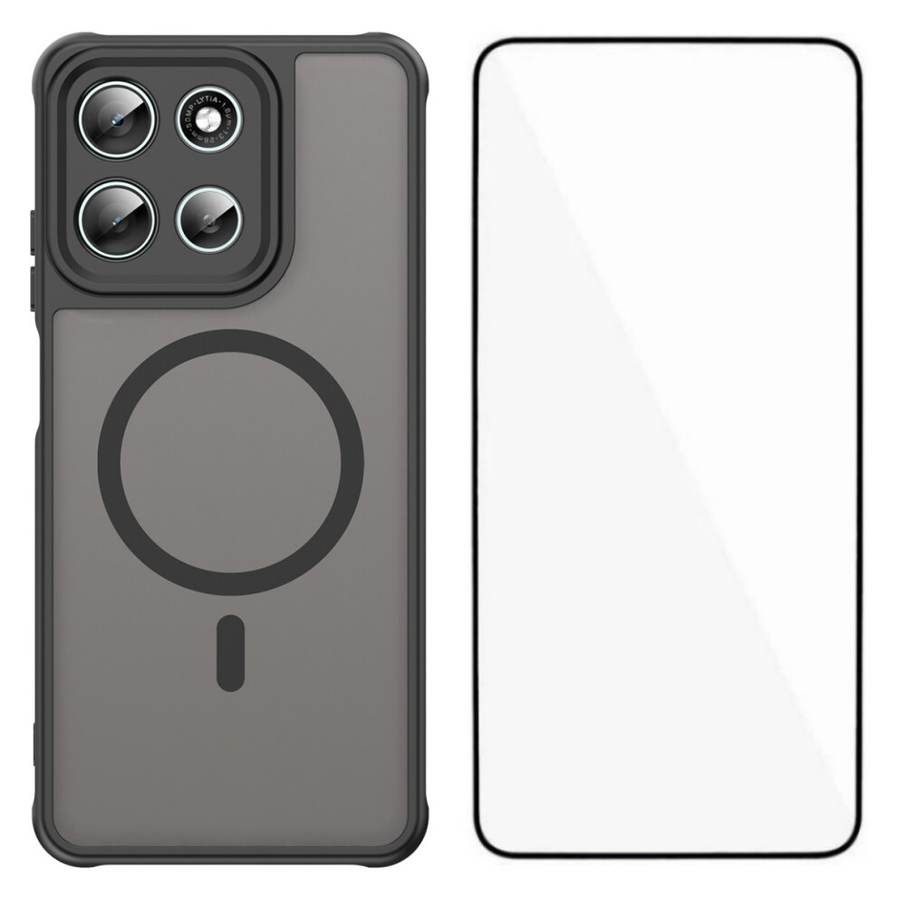 (Black) Wanlonfeng For Motorola Moto G56 5G Magnetic Case With Screen Film Fd Series Skin Touch Tpu + Pc Phone Back Cover Black 6914292133862