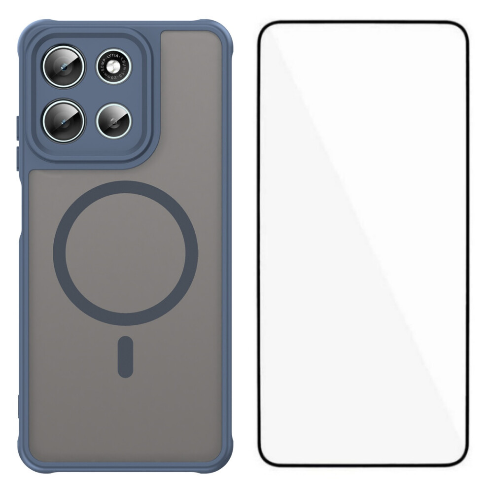 (Blue) Wanlonfeng For Motorola Moto G56 5G Magnetic Case With Screen Film Fd Series Skin Touch Tpu + Pc Phone Back Cover Blue 6914292899737