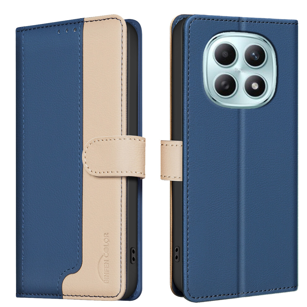(Blue) For Xiaomi Poco M8 5G / Redmi Note 15 5G (Global) / 15 4G (Global) Leather Case Splicing Color Rfid Blocking Wallet Sta Blue 6914293754301