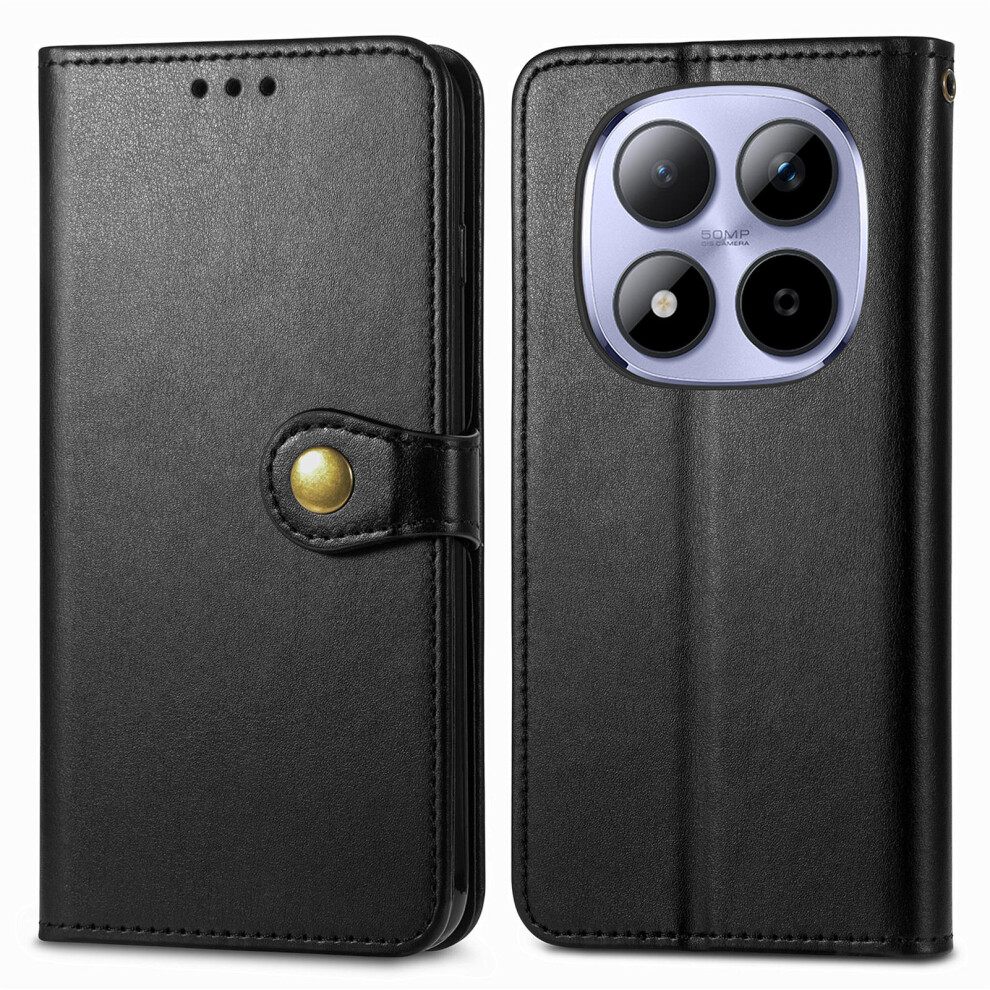 (Black) For Xiaomi Redmi Note 15 Pro 5G (Global) Case Wallet Stand Leather Phone Cover With Wrist Strap Black 6914295250986