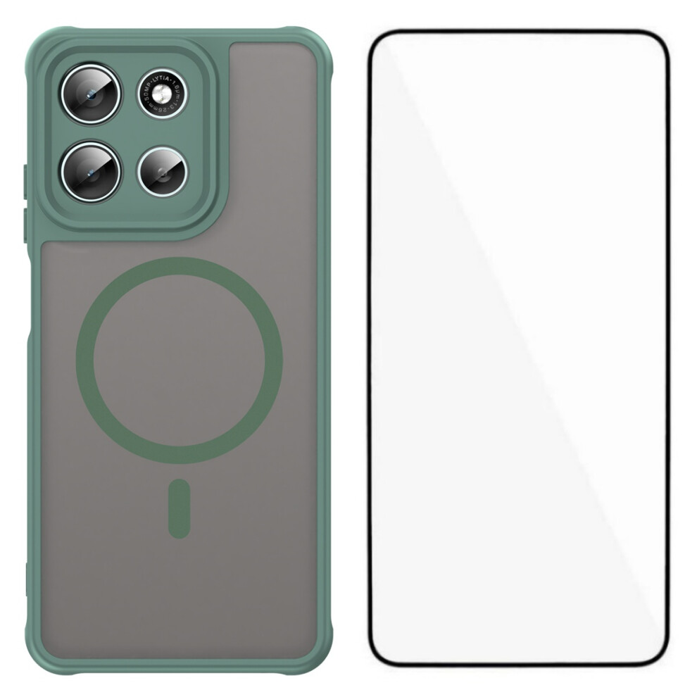 (Green) Wanlonfeng For Motorola Moto G56 5G Magnetic Case With Screen Film Fd Series Skin Touch Tpu + Pc Phone Back Cover Green 6914298591536