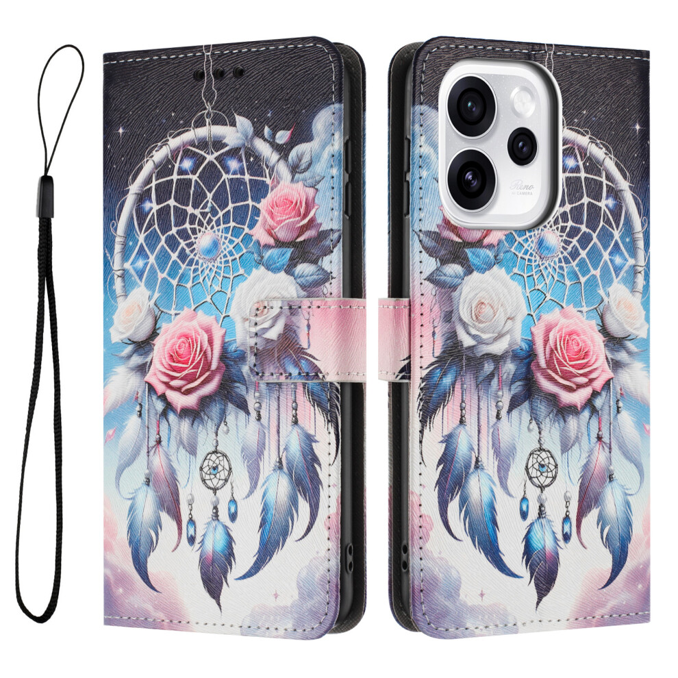 (Flower Wind Chime) For Oppo Reno15 5G (China) / Oppo Reno15 Pro 5G (Global) Wallet Case Pattern Printing Pu Leather Phone Cover With Lanyar 6914293618498
