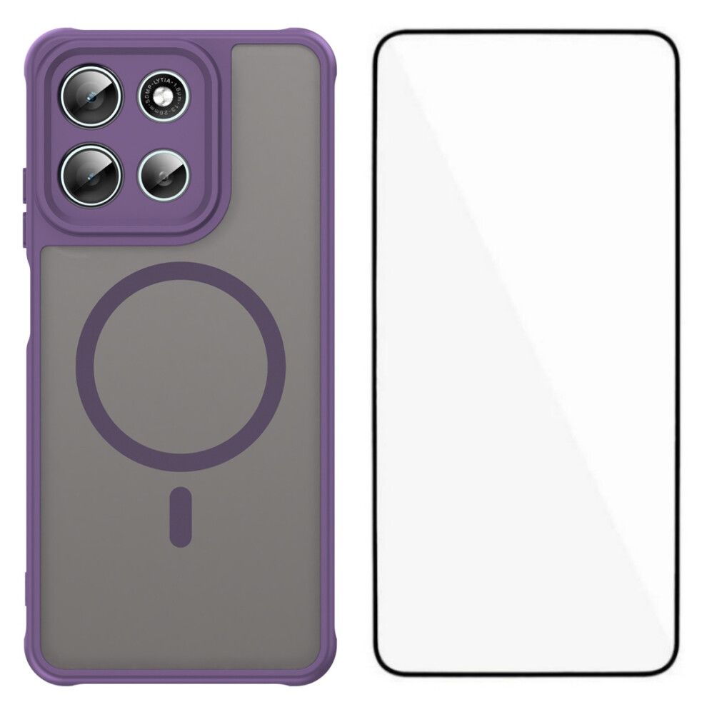 (Purple) Wanlonfeng For Motorola Moto G56 5G Magnetic Case With Screen Film Fd Series Skin Touch Tpu + Pc Phone Back Cover Purple 6914290266760
