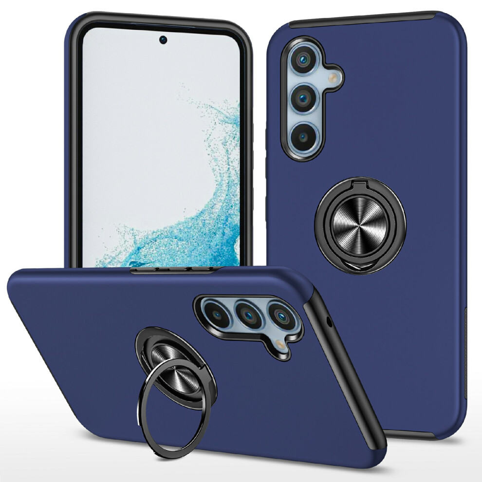 (Blue) For Samsung Galaxy A17 4G / A17 5G Case Pc + Tpu Phone Cover With Rotatable Ring Holder Blue 6914293103604