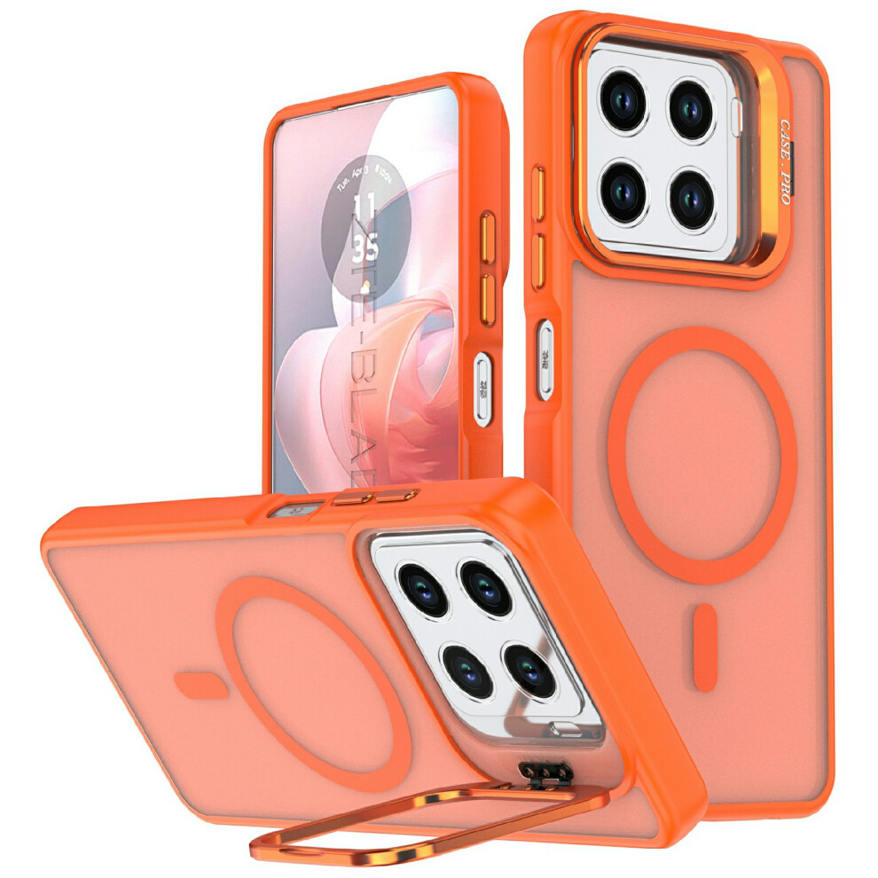 (Orange) For Zte Blade A56 Magnetic Case Foldable Kickstand Matte Pc + Tpu Phone Cover Orange 6914290213368