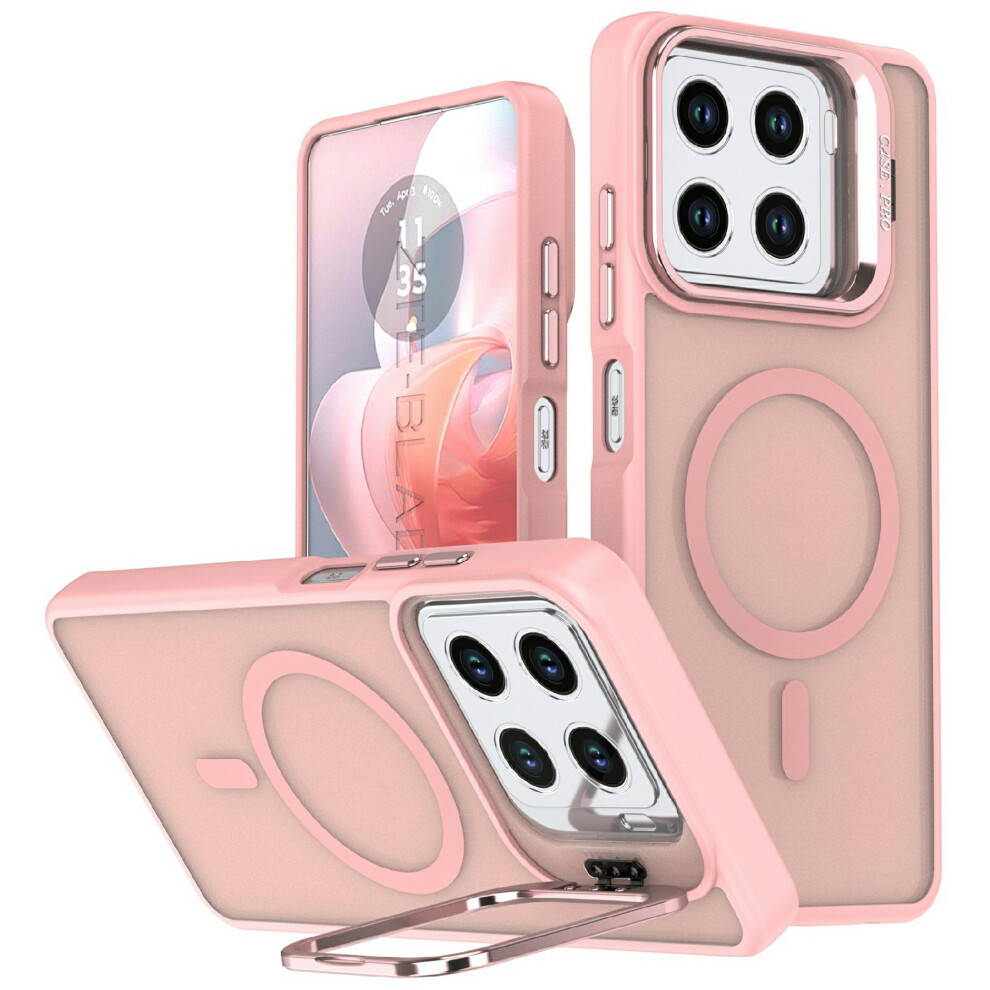 (Pink) For Zte Blade A56 Magnetic Case Foldable Kickstand Matte Pc + Tpu Phone Cover Pink 6914293945235