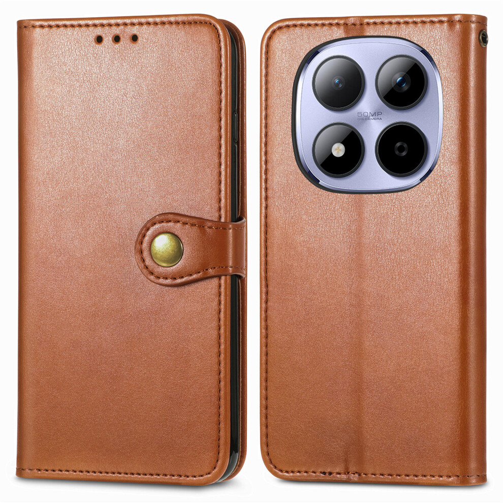 (Brown) For Xiaomi Redmi Note 15 Pro 5G (Global) Case Wallet Stand Leather Phone Cover With Wrist Strap Brown 6914291326784
