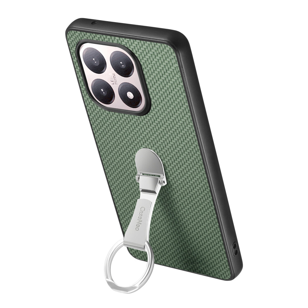 (Green) C1-19 For Xiaomi 15T Case Folding Kickstand Leather Back Cover Carbon Fiber Texture Green 6914299930464
