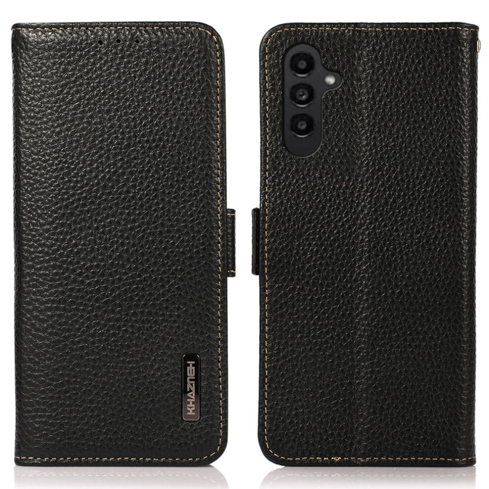 (Black) Khazneh For Samsung Galaxy S26+ Phone Case Genuine Cow Leather Cover Rfid Blocking Black 6914290864362