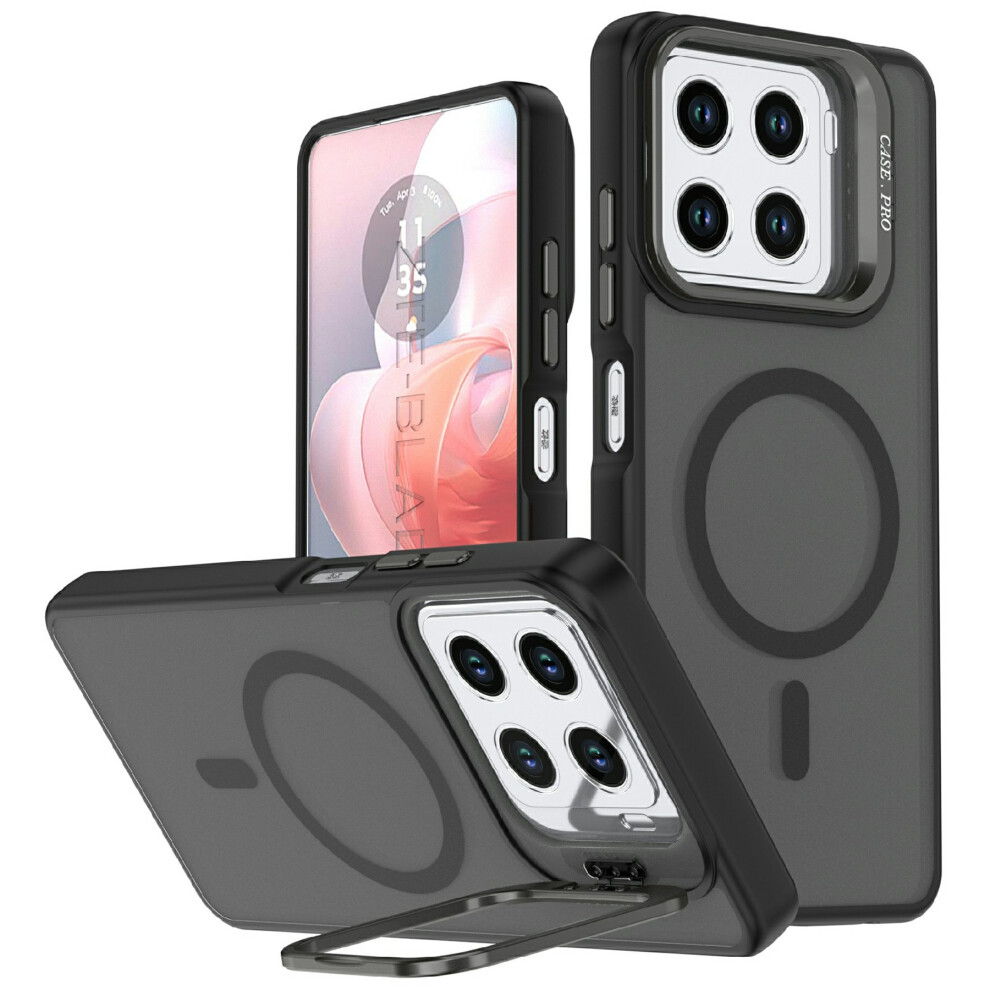 (Black) For Zte Blade A56 Magnetic Case Foldable Kickstand Matte Pc + Tpu Phone Cover Black 6914294255616