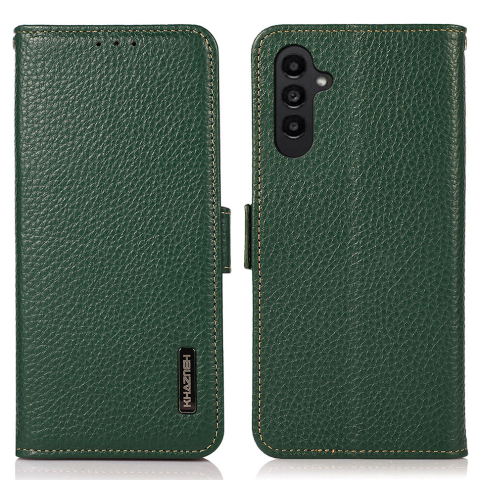 (Green) Khazneh For Samsung Galaxy S26+ Phone Case Genuine Cow Leather Cover Rfid Blocking Green 6914297620145