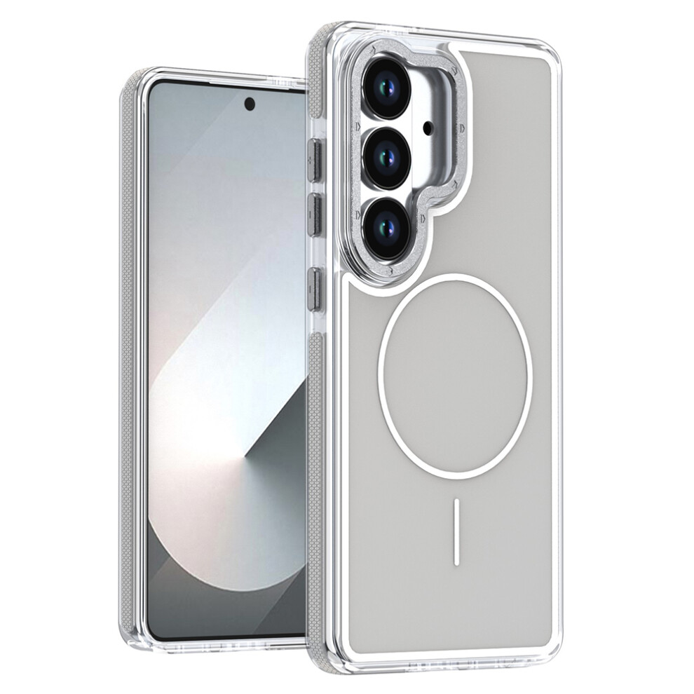 (Grey) For Samsung Galaxy S25 / S24 Magnetic Case Dual Color Shockproof Tpu Pc Phone Cover Grey 6914299573142