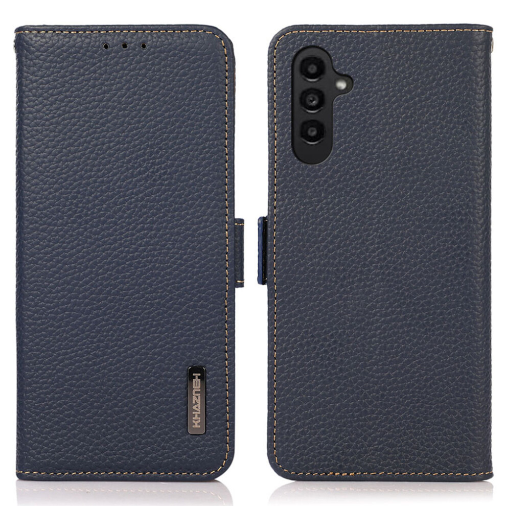 (Blue) Khazneh For Samsung Galaxy S26+ Phone Case Genuine Cow Leather Cover Rfid Blocking Blue 6914291501624