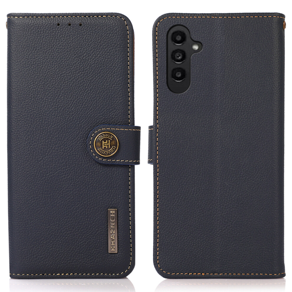 (Blue) Khazneh For Samsung Galaxy S26+ Case Genuine Cow Leather Rfid Blocking Wallet Phone Cover Blue 6914297488837