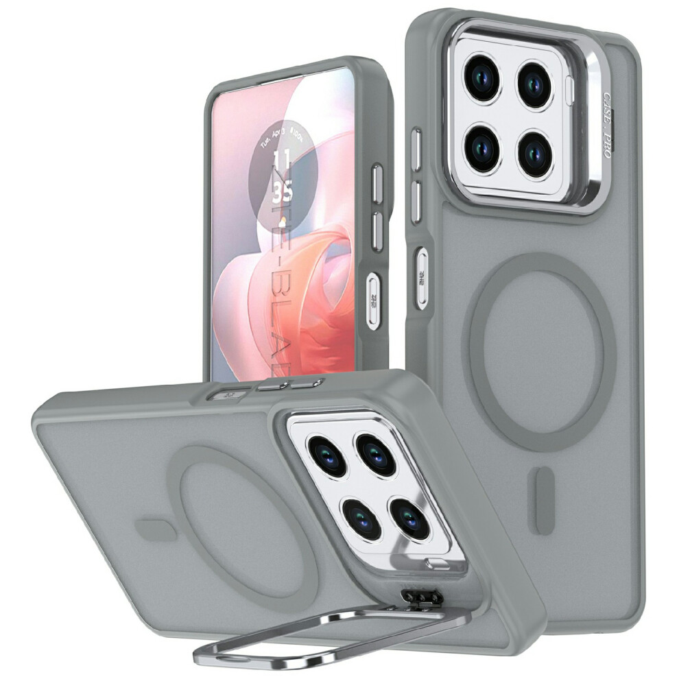 (Grey) For Zte Blade A56 Magnetic Case Foldable Kickstand Matte Pc + Tpu Phone Cover Grey 6914293801418