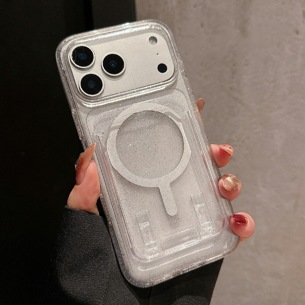 (Transparent) For Iphone 17 Pro Case Compatible With Magsafe Glitter Slim Clear Phone Cover With Card Holder 6914299166597