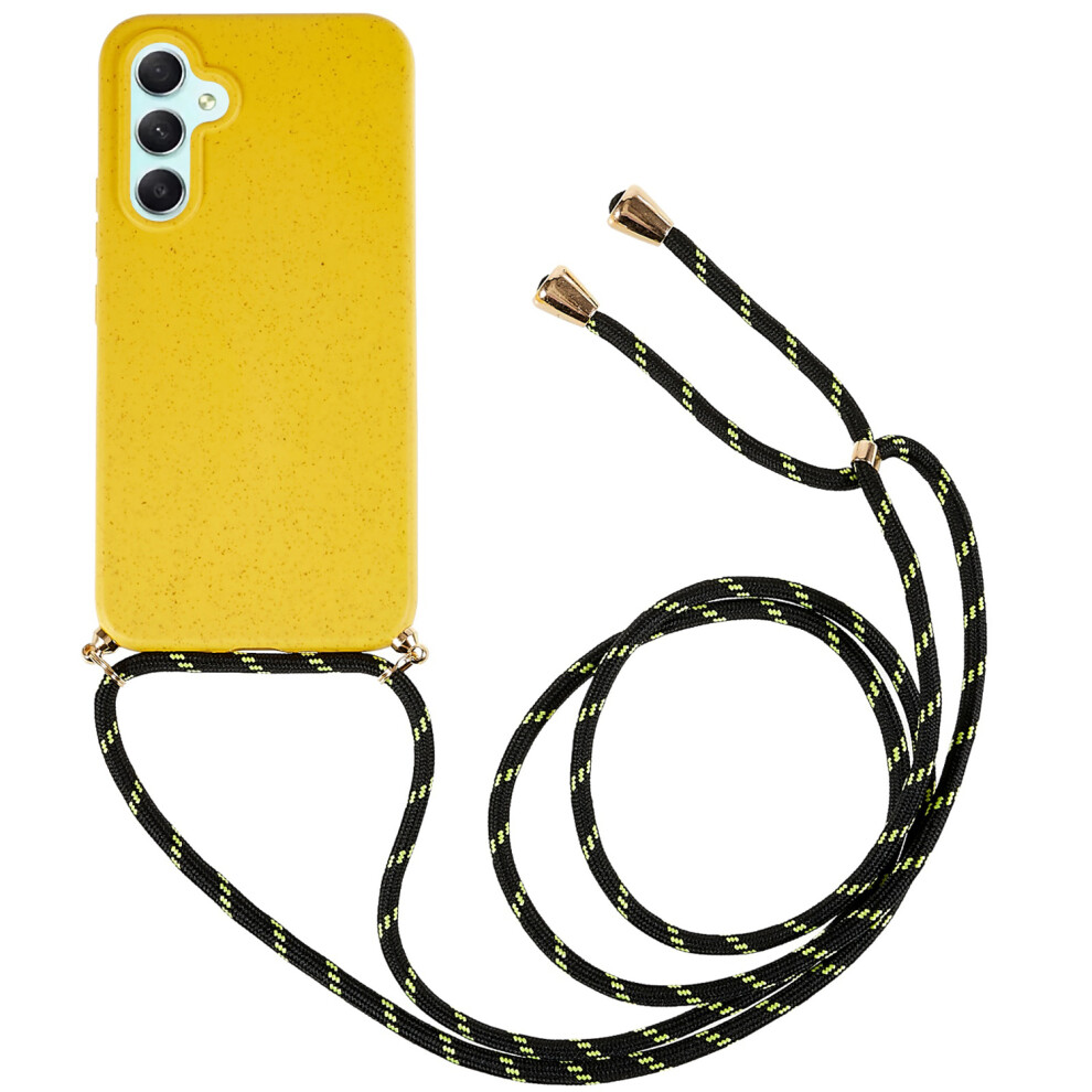 (Yellow) For Samsung Galaxy S26 Case Biodegradable Wheat Straw + Tpu Eco-Friendly Phone Cover With Lanyard Yellow 6914298169308