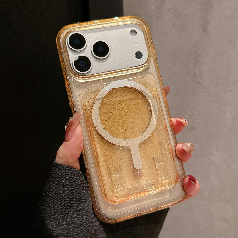 (Gold) For Iphone 17 Pro Case Compatible With Magsafe Glitter Slim Clear Phone Cover With Card Holder Gold 6914290689385